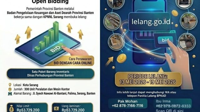 Open Bidding Pemprov Banten Dibuka, 308 Barang Inventaris Kantor Resmi Dilelang