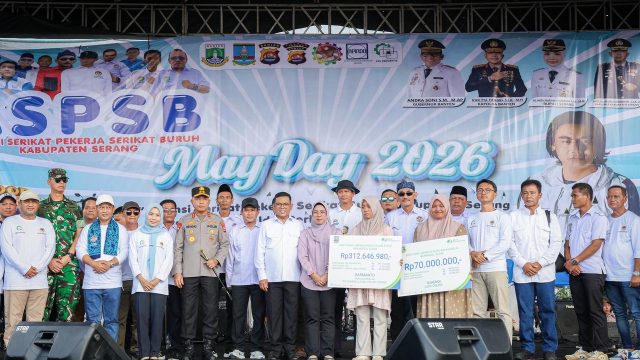 Di Peringatan May Day, Andra Soni Siap Tindak Tegas Praktik Percaloan Tenaga Kerja