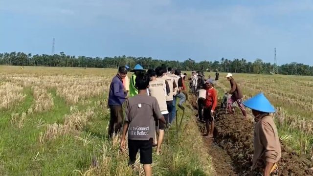 Kerap Banjir dan Kekeringan, Mahasiswa KKN K-19 Unma Normalisasi Irigasi
