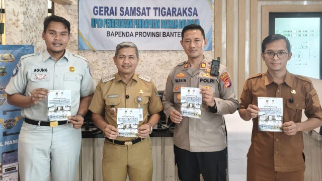 JASA RAHARJA TANGERANG, KECAMATAN TIGARAKSA, KEPOLISIAN SEKTOR TIGARAKSA & BAPENDA GERAI SAMSAT TIGARAKSA BERSINERGI SOSIALISASIKAN PROGRAM DISKON PAJAK KENDARAAN BERMOTOR